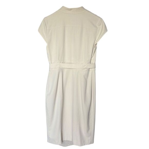 YUVITA Trench Coat Dress M Khaki Button Down Sheath Dress Midi-Length - Picture 2 of 5